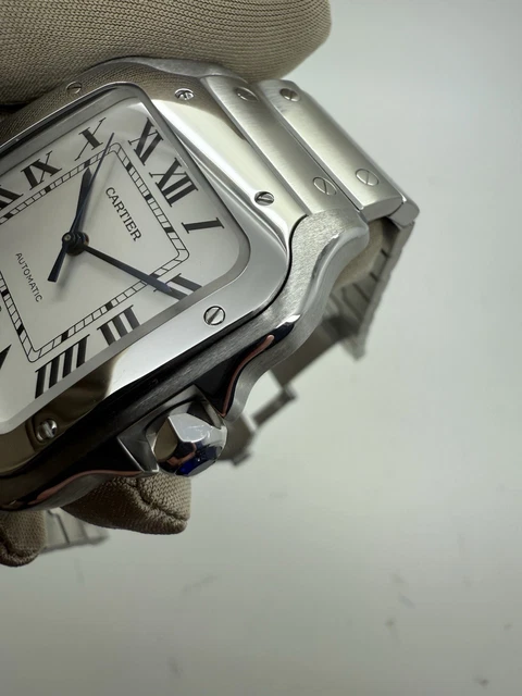 Montre automatique Cartier Santos 2018, cadran blanc, 39,8 mm, acier, WSSA0009 B+P