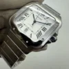 Montre automatique Cartier Santos 2018, cadran blanc, 39,8 mm, acier, WSSA0009 B+P