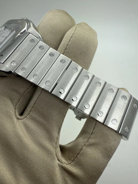 Montre automatique Cartier Santos 2018, cadran blanc, 39,8 mm, acier, WSSA0009 B+P