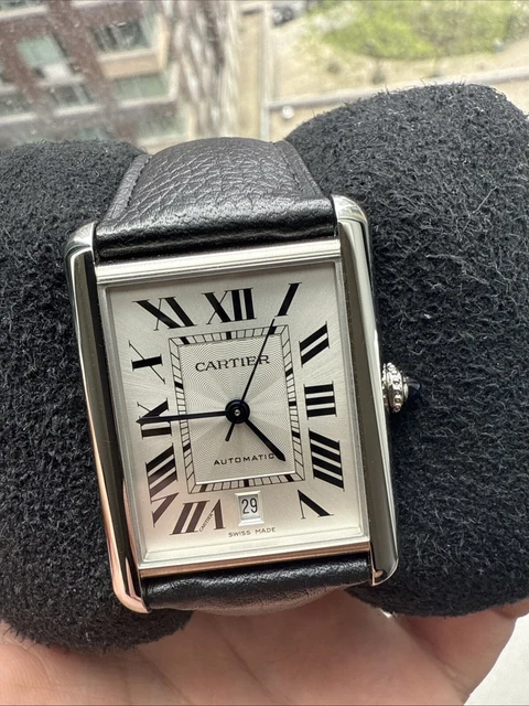 Montre automatique Cartier Tank Must XL 2022 en acier inoxydable WSTA0040 4324, ensemble complet