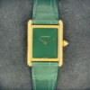 Montre Cartier Tank Louis Cartier verte 2023, grand modèle, boîtier en or 18 carats de 33,7 mm