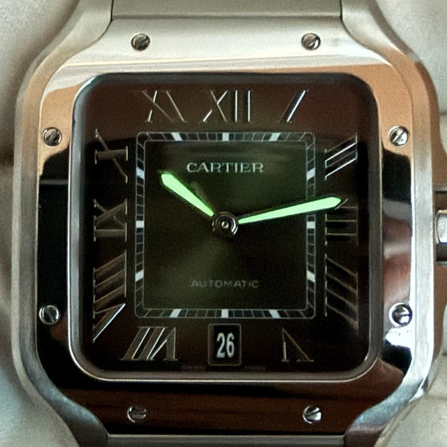 Montre Cartier Santos Grand Cadran Vert WSSA0062, 2024, Très bon état - Boîte et Papiers
