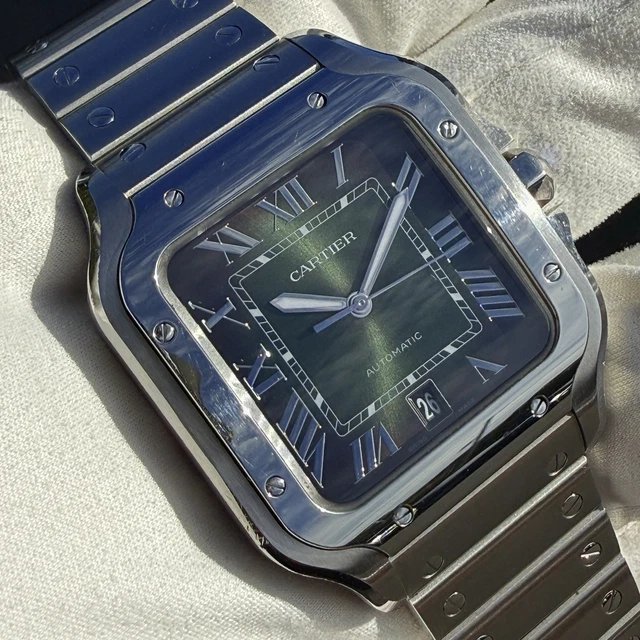 Montre Cartier Santos Grand Cadran Vert WSSA0062, 2024, Très bon état - Boîte et Papiers