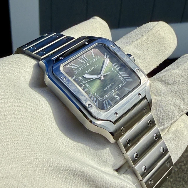 Montre Cartier Santos Grand Cadran Vert WSSA0062, 2024, Très bon état - Boîte et Papiers