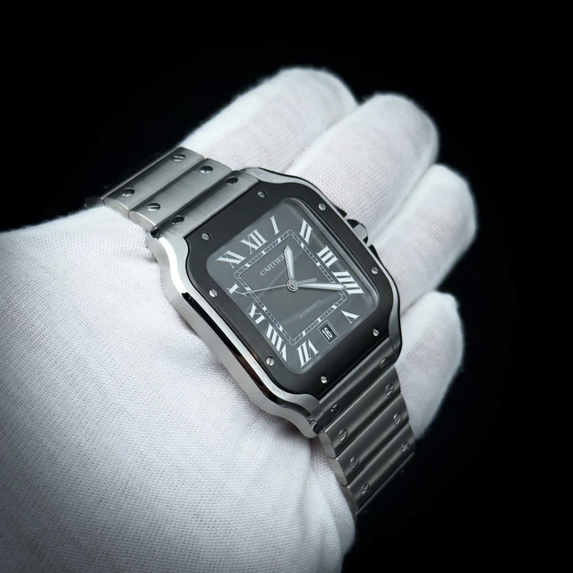 Montre Cartier Santos de Cartier 39,8 mm, cadran gris, bracelet en acier, 2025 (WSSA0037)