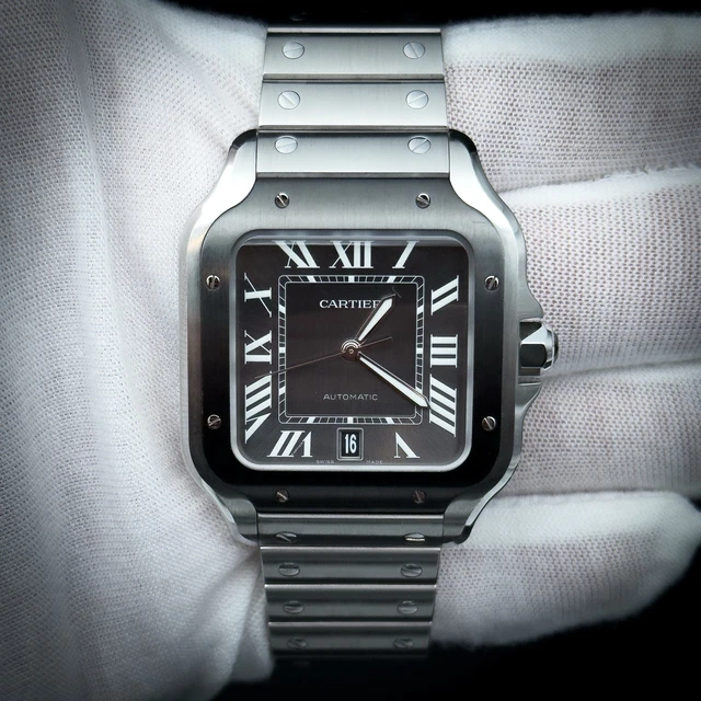 Montre Cartier Santos de Cartier 39,8 mm, cadran gris, bracelet en acier, 2025 (WSSA0037)