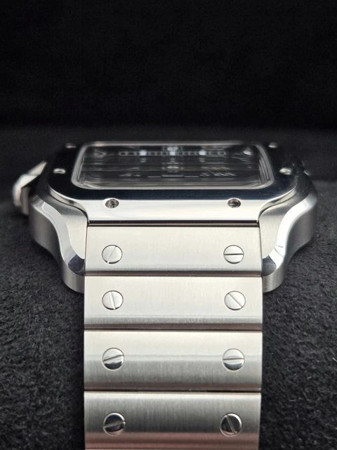 Montre Cartier Santos 2025, grand cadran vert, WSSA0062, bracelet acier/cuir, coffret complet