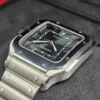 Montre Cartier Santos 2025, grand cadran vert, WSSA0062, bracelet acier/cuir, coffret complet