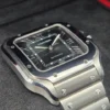 Montre Cartier Santos 2025, grand cadran vert, WSSA0062, bracelet acier/cuir, coffret complet