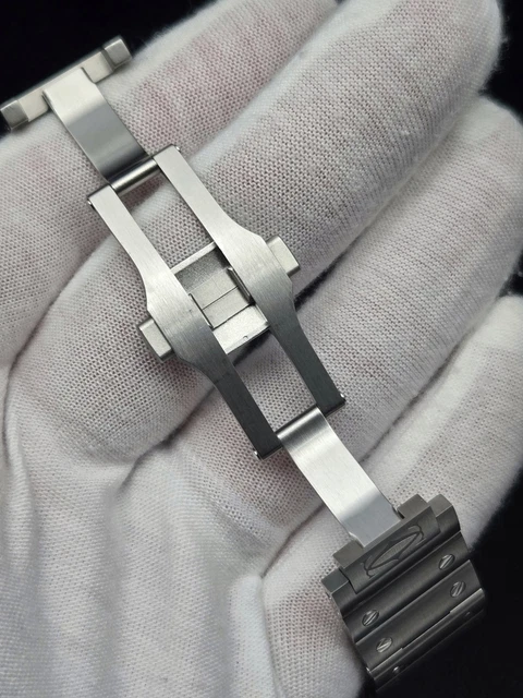 Montre Cartier Santos 2025, grand cadran vert, WSSA0062, bracelet acier/cuir, coffret complet