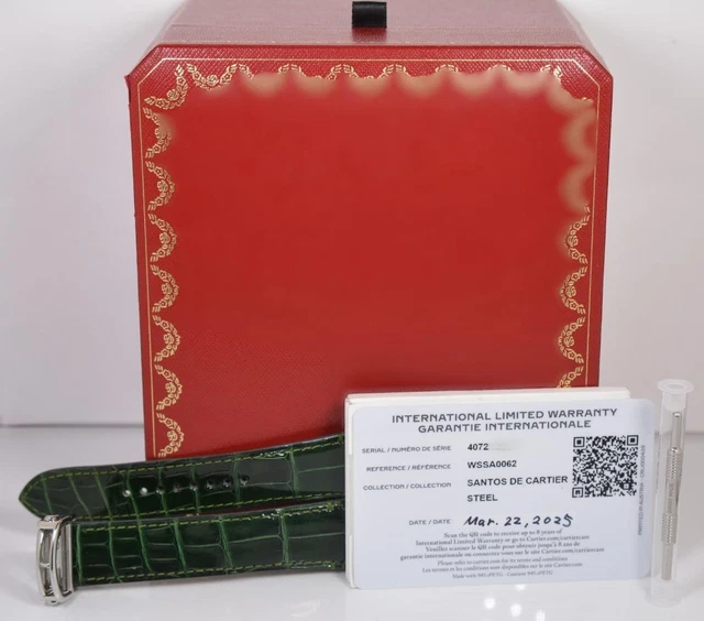 Cartier Santos 2025 Réf. WSSA0062 40 mm Cadran vert à chiffres romains Automatique Bracelet acier inoxydable et cuir