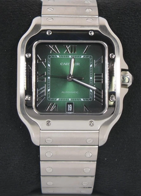 Cartier Santos 2025 Réf. WSSA0062 40 mm Cadran vert à chiffres romains Automatique Bracelet acier inoxydable et cuir