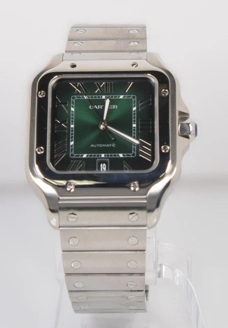 Cartier Santos 2025 Réf. WSSA0062 40 mm Cadran vert à chiffres romains Automatique Bracelet acier inoxydable et cuir