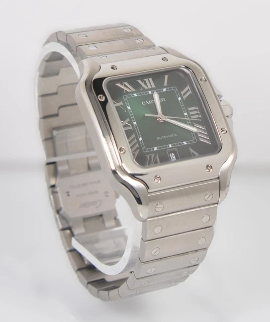 Cartier Santos 2025 Réf. WSSA0062 40 mm Cadran vert à chiffres romains Automatique Bracelet acier inoxydable et cuir