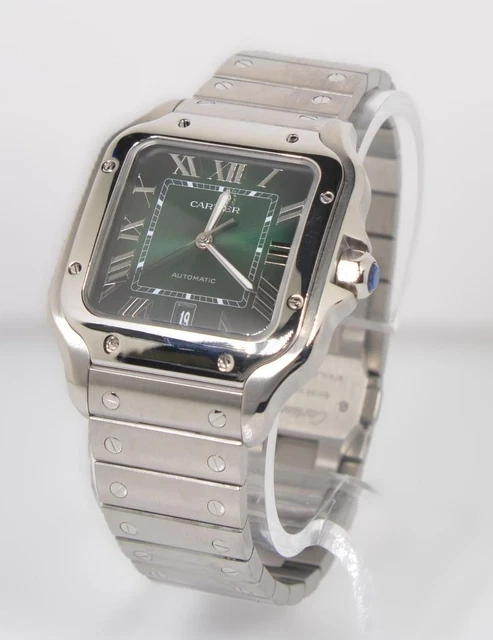 Cartier Santos 2025 Réf. WSSA0062 40 mm Cadran vert à chiffres romains Automatique Bracelet acier inoxydable et cuir