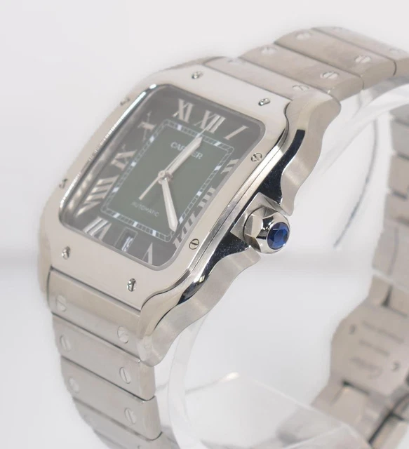 Cartier Santos 2025 Réf. WSSA0062 40 mm Cadran vert à chiffres romains Automatique Bracelet acier inoxydable et cuir