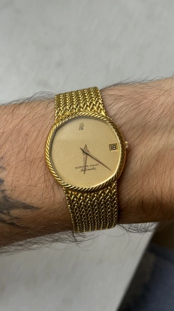 Montre Audemars Piguet vintage en or 18 carats, cadran octogonal 32 mm, automatique, référence B 45344