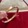 Bracelet Cartier authentique en or rose 18 carats et 4 diamants, taille 17