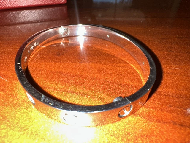 Bracelet Cartier authentique en or blanc 18 carats et 4 diamants, taille 18, avec boîte et certificat