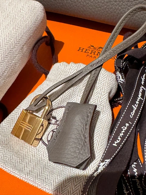 Authentic-New-Hermes-Birkin-30-Etain-Gold-Ghw (13) Authentique et neuf, le sac Birkin 30 Hermès couleur Étain doré avec finitions dorées, en cuir Clémence.