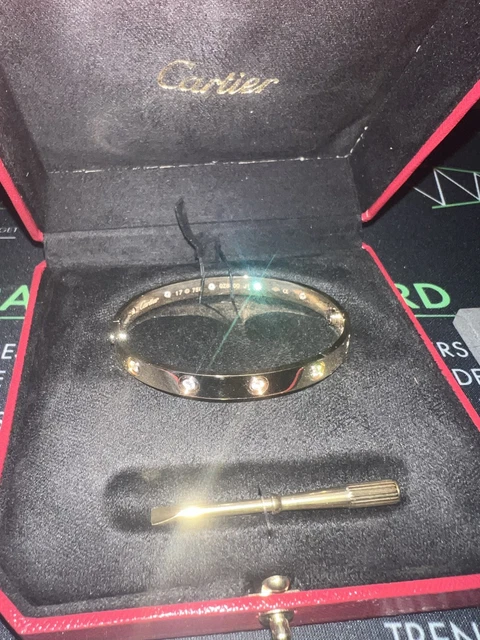 Bracelet Cartier Leve 10 diamants en or jaune 18 carats, taille 17, avec boîte et certificat - B3994