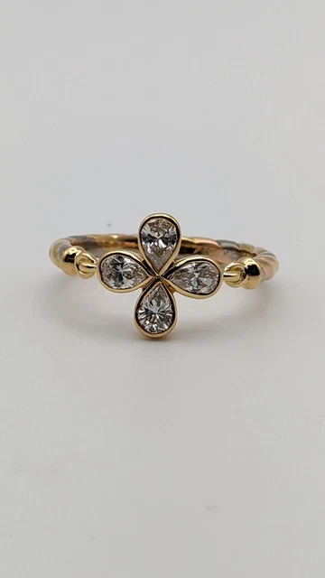 Bague Cartier en or tricolore 18 carats et diamants, taille 54 (UE) - 6,75 (US) - avec boîte