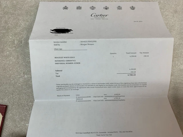 Bracelet Cartier Love en or blanc 18 carats (taille 15)