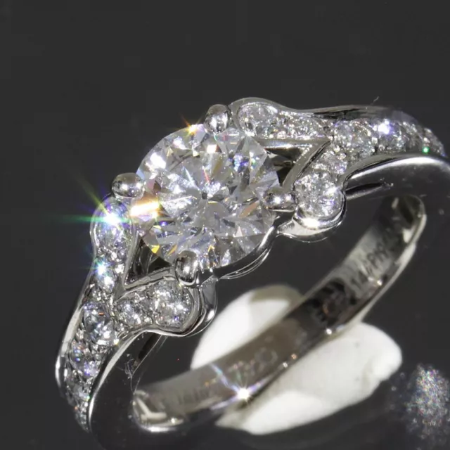 Bague Cartier diamant 0,73 ct VVS2 G 3EX US6 Pt950 boîte GIA nouvellement polie 5923A