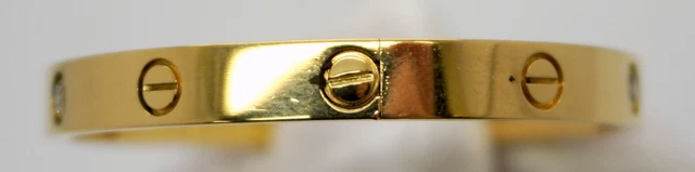 Bracelet Cartier LOVE en or jaune 18 carats, 4 diamants, 0,42 ct, taille 18, ensemble complet