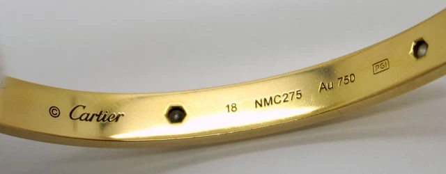 Bracelet Cartier LOVE en or jaune 18 carats, 4 diamants, 0,42 ct, taille 18, ensemble complet