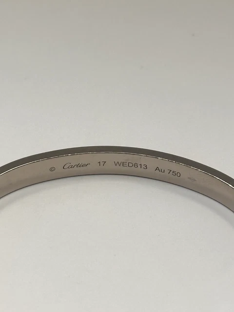 Bracelet Cartier LOVE en or blanc 18 carats, taille 17, coffret complet et certificat