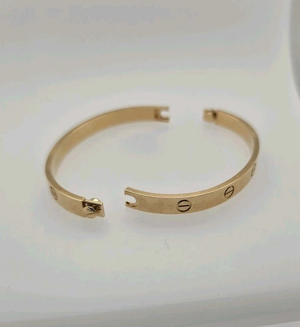 Bracelet Cartier Love en or jaune 18 carats, taille 18, fermoir à vis, neuf, avec boîte et papier