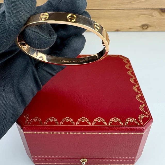 Bracelet Cartier Love en or rose 18 carats, taille 16, ensemble complet avec papiers