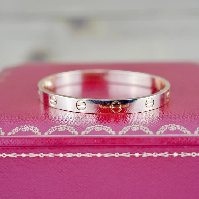 Bracelet Cartier Love en or rose 18 carats, taille 16, ensemble complet avec papiers