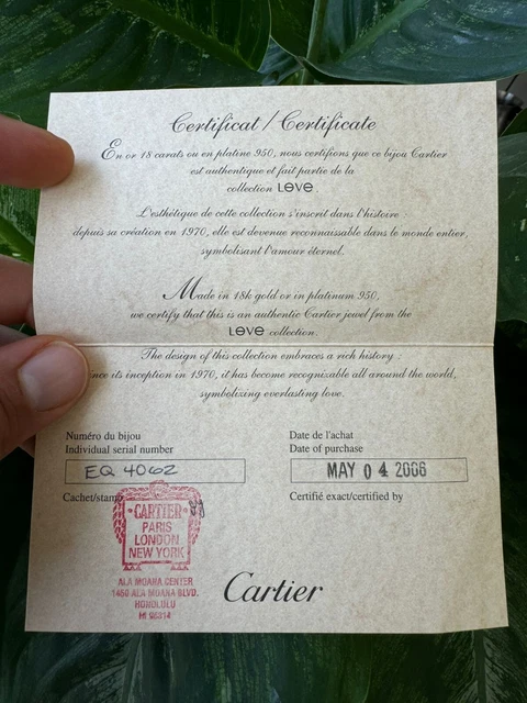 Bracelet Love Cartier en or jaune 18 carats, taille 16, avec boîte et certificat - B4034