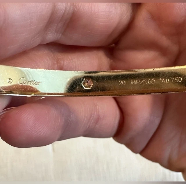 Bracelet Cartier Love 4 diamants 18 carats jaune taille 20 cm