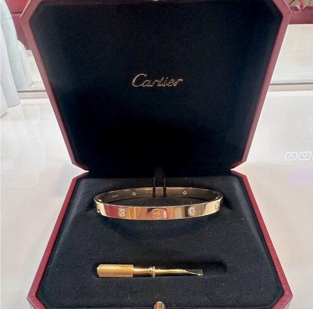 Bracelet Cartier Love 4 diamants 18 carats jaune taille 20 cm