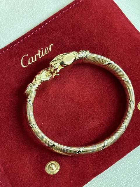 Bracelet Cartier Panthère Cougar Trinity en or jaune, blanc et rose 18 carats, service 2025