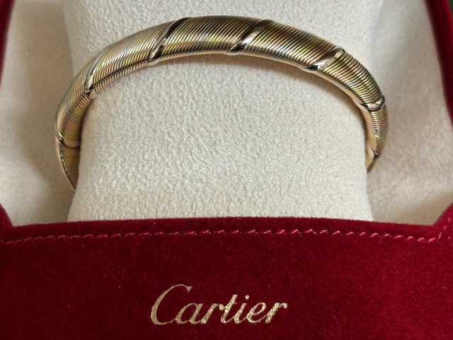Bracelet Cartier Panthère Cougar Trinity en or jaune, blanc et rose 18 carats, service 2025