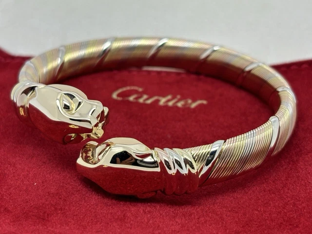 Bracelet Cartier Panthère Cougar Trinity en or jaune, blanc et rose 18 carats, service 2025