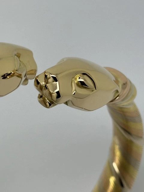 Bracelet Cartier Panthère Cougar Trinity en or jaune, blanc et rose 18 carats, service 2025
