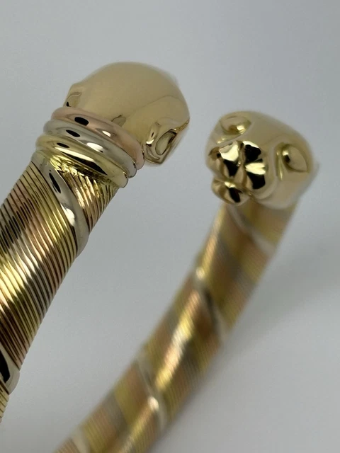 Bracelet Cartier Panthère Cougar Trinity en or jaune, blanc et rose 18 carats, service 2025