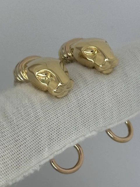 Boucles d'oreilles Trinity Cartier Panthère Cougar en or jaune, blanc et rose 18 carats, service 2025