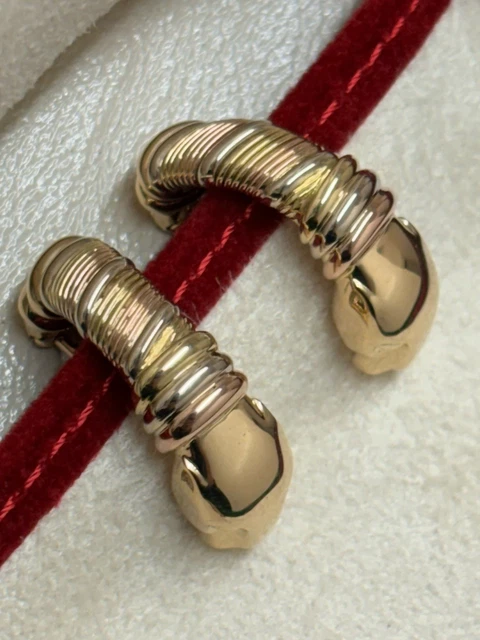 Boucles d'oreilles Trinity Cartier Panthère Cougar en or jaune, blanc et rose 18 carats, service 2025