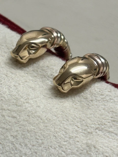 Boucles d'oreilles Trinity Cartier Panthère Cougar en or jaune, blanc et rose 18 carats, service 2025