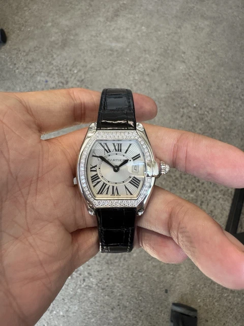 Cartier Roadster 2723 WE5002X2 18K WG Diamond Quartz 30mm Box Papers