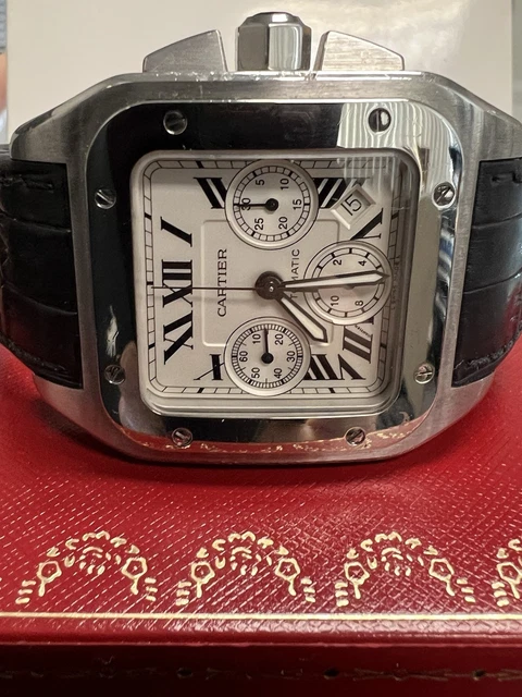 Montre Cartier Santos 100 XL Chronographe Acier Inoxydable pour Homme, avec boîte et papiers W20090X8