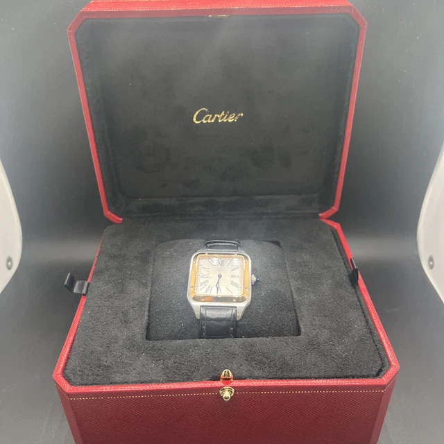 Montre homme Cartier Santos Dumont W2SA0011, cadran argenté, boîte et papiers