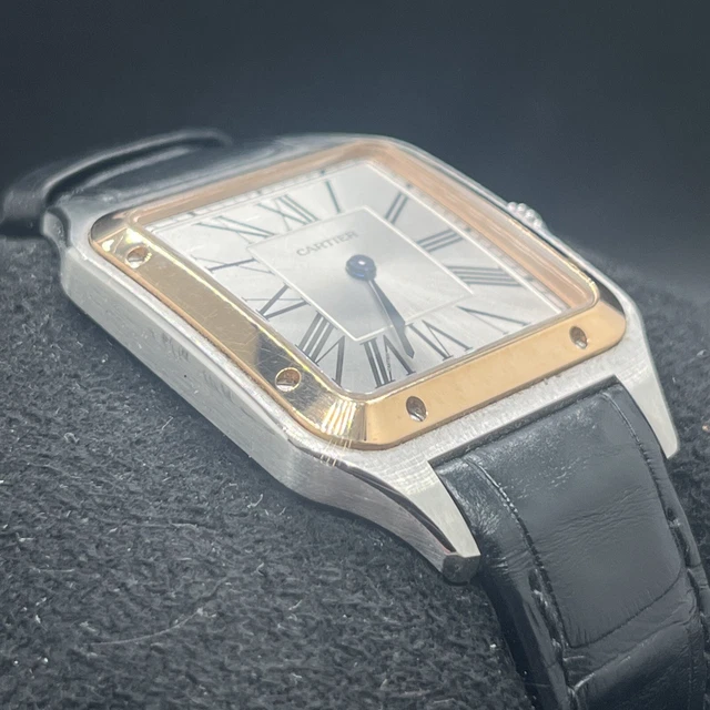 Montre homme Cartier Santos Dumont W2SA0011, cadran argenté, boîte et papiers