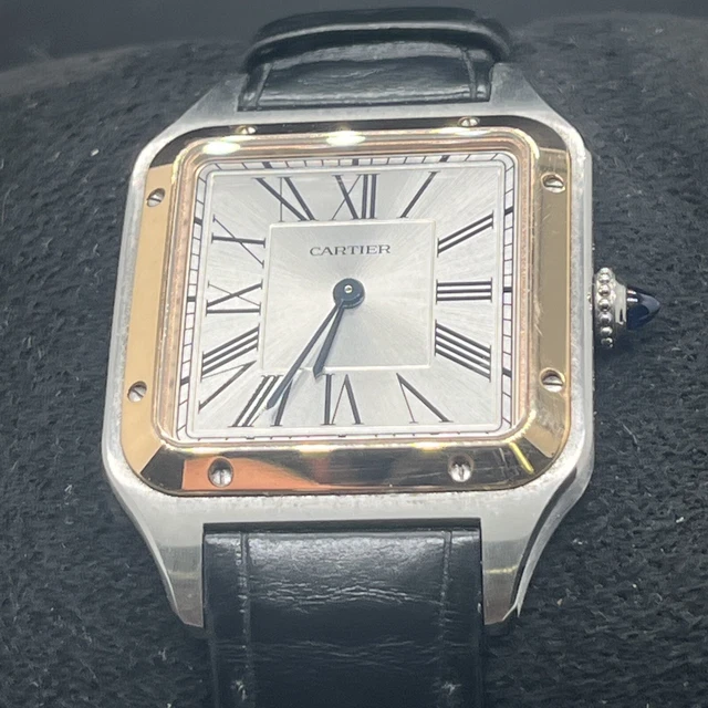 Montre homme Cartier Santos Dumont W2SA0011, cadran argenté, boîte et papiers